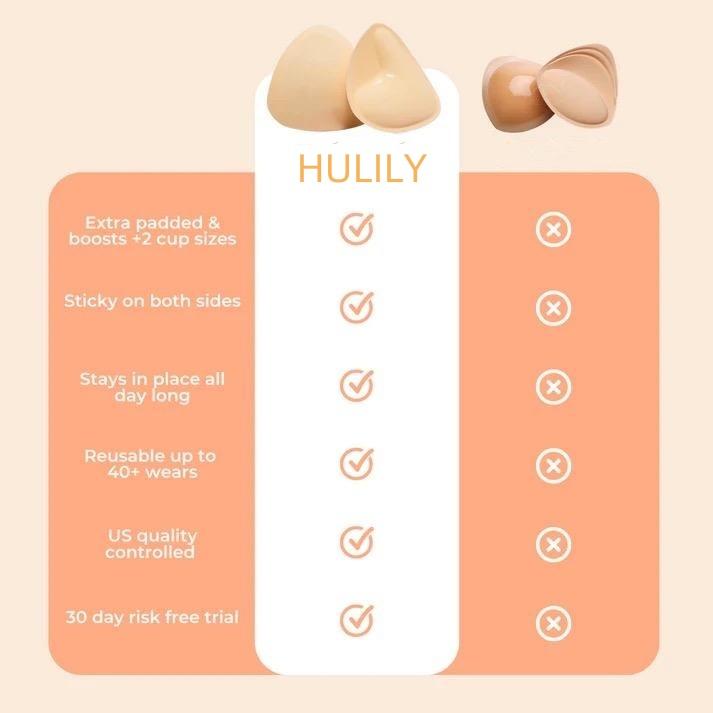 HULILY Sticky Push Up Inserts - Instant Boost Double-Sided Adhesive Bra Cup for Women - Womenswear, SNOWY,Clothing Push-Up Ultra Boost Inserts for Women,sticky push up pads,adhesive bra,double sided sticky lift pads,push up swim inserts,seamless,Bra Cup