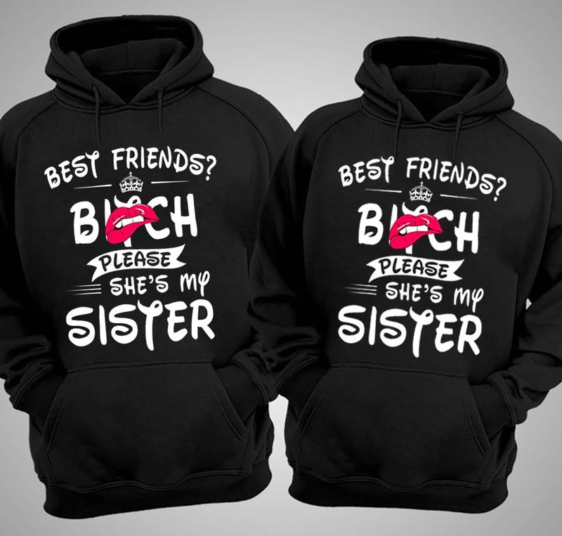 Matching Bestie Hoodie Best Friends She’s My Sister, Christmas Couple Shirt For Friends