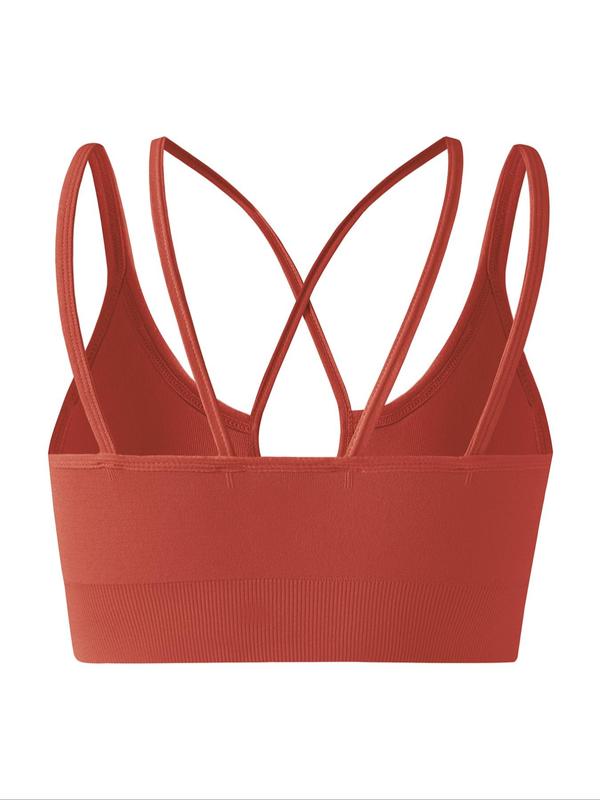 Women's Solid Color Criss Cross Wireless Bralette, Soft Comfortable Breathable Removable Padded Lingerie Top for Daily Wear, Lingerie for All Seasons