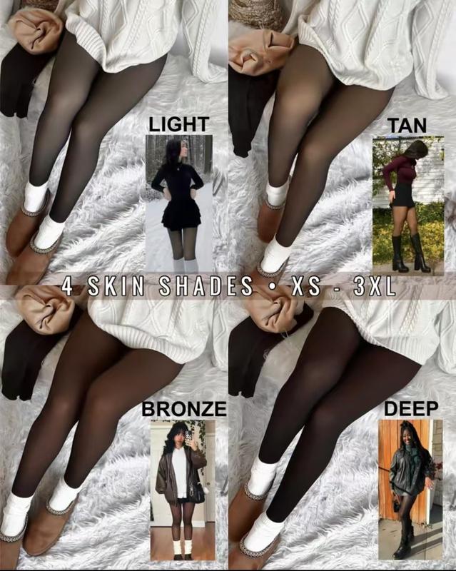 THE ORIGINAL! 4 SHADES.SIZE XS - 3XL. MAGIC FLEECE LINED LEGGINGS·CLOSED FOOT (LOOKS LIKE PANTYHOSE)Winter Comfort Fleece Tights Available in Plus Size and Brown Fur