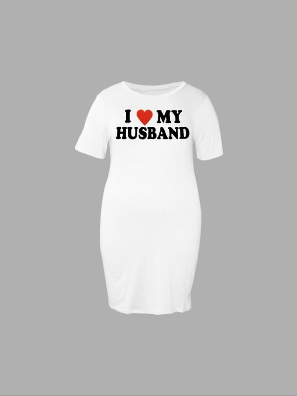 Women's Slogan Graphic Round Neck Bodycon Dress, Dresses for Women, Summer Dresses 2024, Casual Fashion Short Sleeve Crew Neck Short Dress for Daily Holiday Vacation, Ladies Summer Clothes