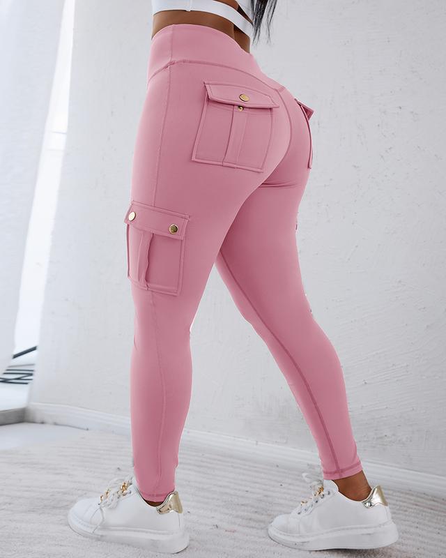 Chicme Pocket Design Butt Lifting Active Pants