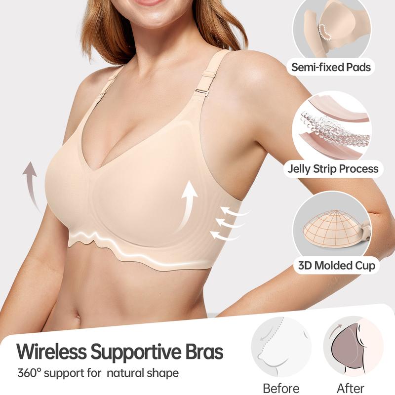 OEAK Bras for Women Wireless Bras with Support Seamless No Underwire Push Up Bras Full Coverage Comfortable Everyday Bra