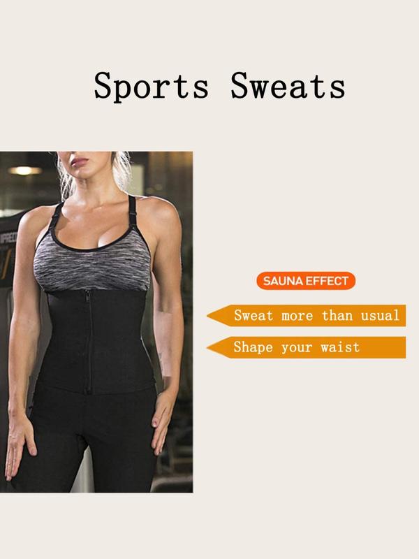 Women's Zipper Front Sauna Waist Trainer, Casual Sweat Belt Waist Trimmer for Indoor Outdoor Sports Yoga Running Gym Workout, Waist Cincher for Women Birthday Wear