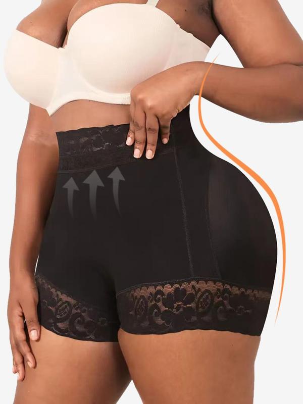 Women's Contrast Lace High Waist Shapewear Shorts, Tummy Control Butt Lifting Shapewear Bottoms,  Shaper for Daily Wear