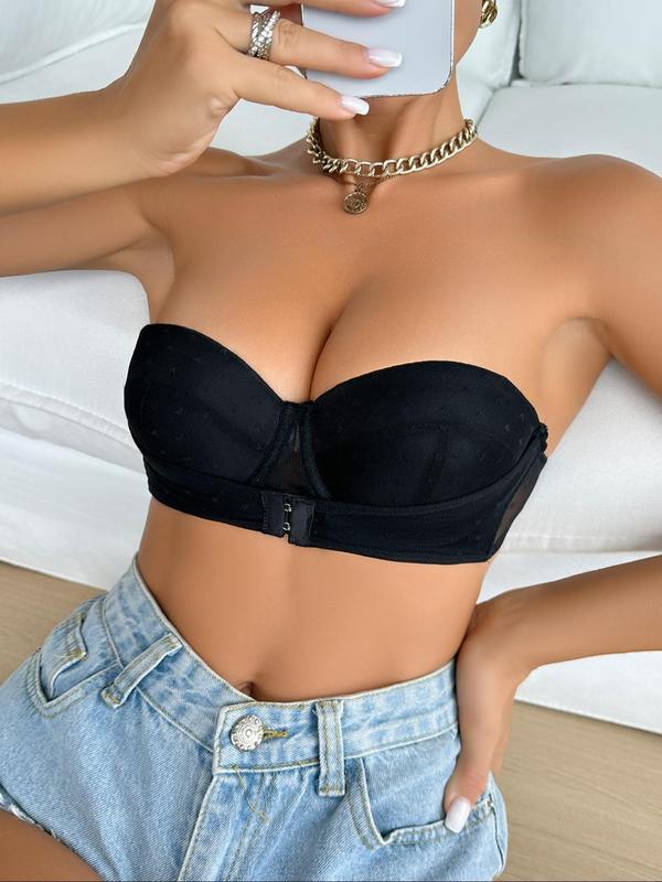 Women's Solid Push Up Strapless Bra, Casual Comfortable Breathable Buckle Front Bra for Daily Wear,  Lingerie for Women,  Women's Lingerie for All Seasons