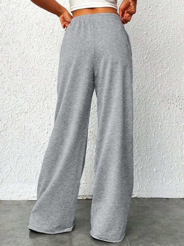 Women's Solid Pockets Elastic High Waist Baggy Sweatpants, Summer Outfits 2024, Casual Loose Wide Leg Trousers, Minimalist Basic Bottom, Wide Leg Sweatpants, Clothes for Women, Fall Clothes