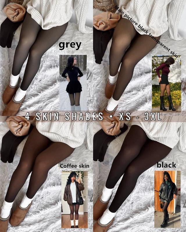 THE ORIGINAL! 4 SHADES • SIZE XS - 3XL • MAGIC FLEECE LINED LEGGINGS • CLOSED FOOT (LOOKS LIKE PANTYHOSE) Winter Comfort Fleece Tights Available in Plus Size and Brown Fur