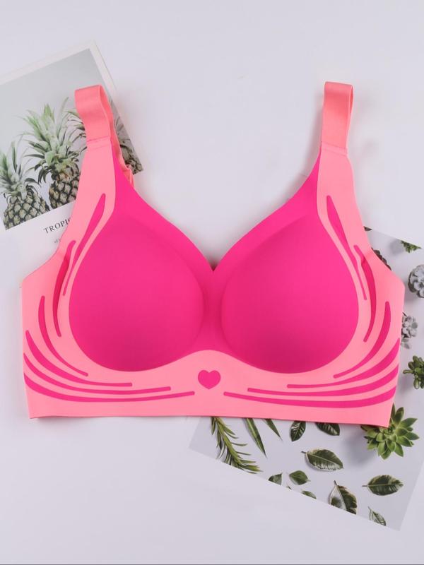 Women's Colorblock Patchwork Print Push Up Bra, Comfortable Breathable Adjustable Strap Bra, Softness Seamless Underwear for Women Bridal