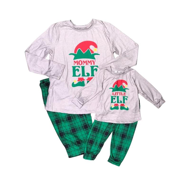 Mommy and Me - Mommy & Little Elf Plaid Matching Christmas Pajamas