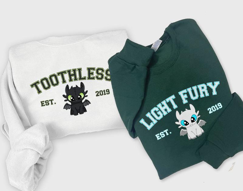 Toothless and Light Fury Unisex Sweatshirts, Dragon's Couple Sweatshirt