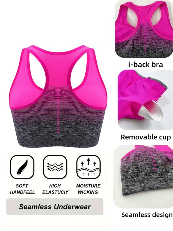 Women's Ombre Print Padded Lingerie Top, Push Up Bra, Lady Breathable Comfortable Racer Back Bra, Lingerie for Women, Women's Lingerie for All Seasons Daily Wear, Womenswear Underwear