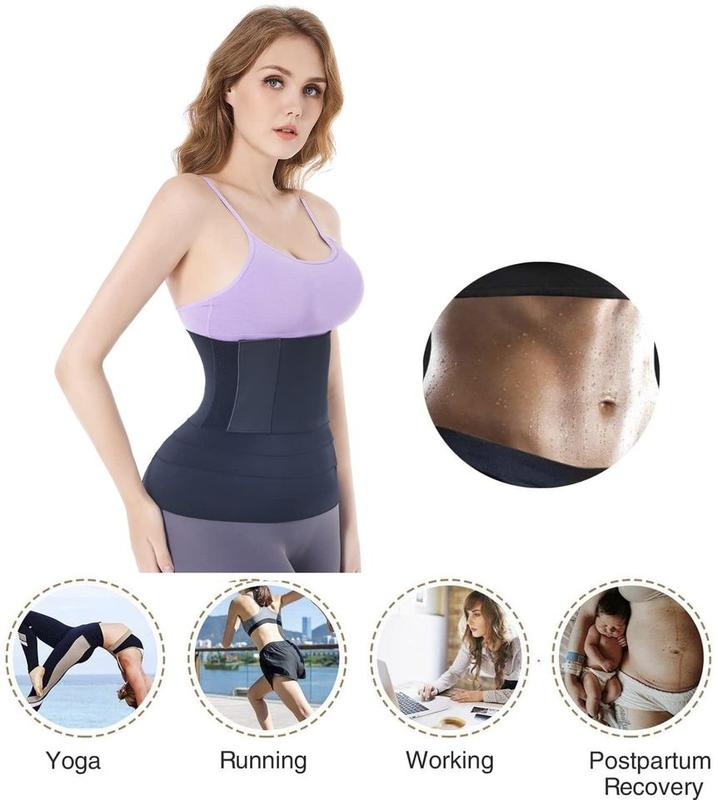 Waist Trainer for Women Lower Belly Fat , Waist Wraps for Stomach，Bandage(Black 16.4Ft)