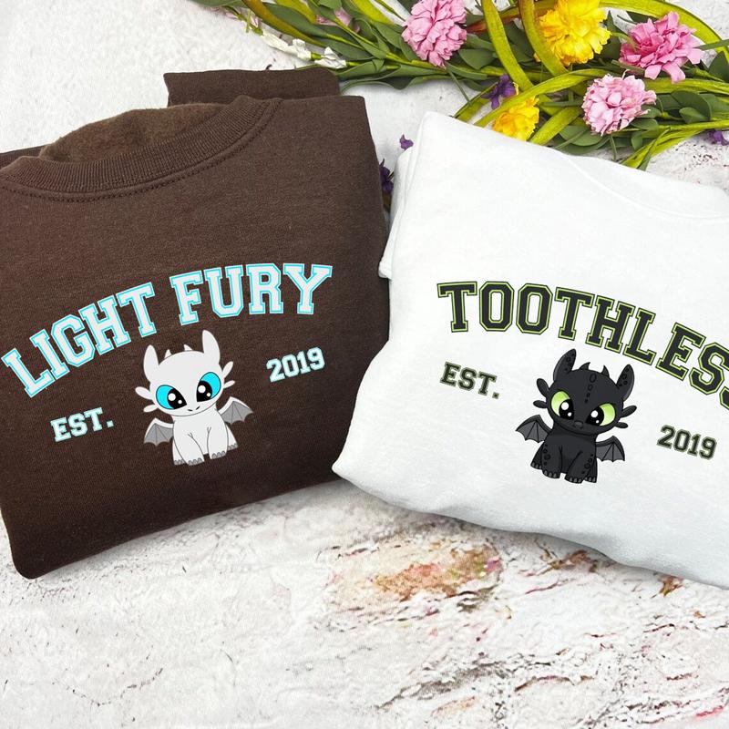 Toothless and Light Fury Unisex Sweatshirts, Dragon's Couple Sweatshirt