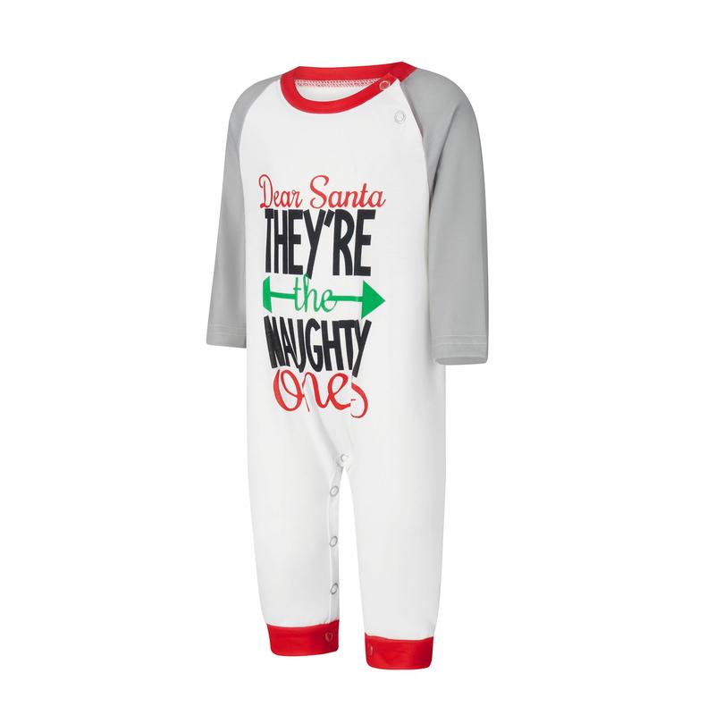 Matching Christmas Pajamas For Family Long Sleeve Arrow Letter Print Tops + Plaid Pants Set Sleepwear