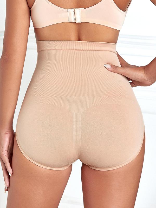 Women's Solid High Waist Knicker, Seamless Comfortable Breathable Panty for Daily Wear, Summer Clothes, Underwear for All Seasons, Tummy Control Clothing