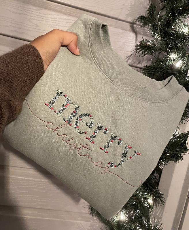 Merry Christmas Floral Embroidered Sweatshirt