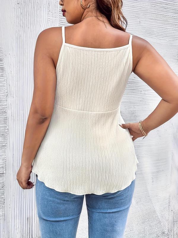  Solid Twist Front Cami Top, Casual Spaghetti Strap Top for Daily Wear, Women's Clothing for All Seasons