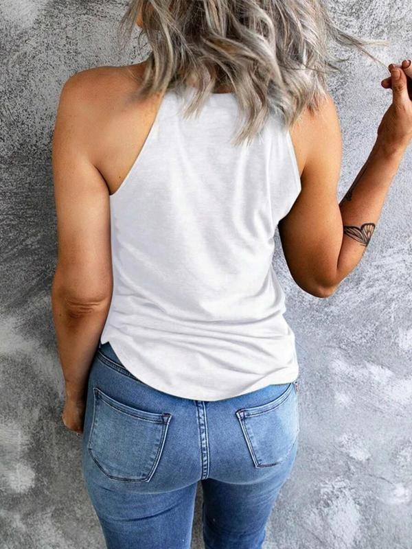 Women's Plain Halter Neck Tank Top, Casual Sleeveless Top for Summer, Ladies Clothes for Daily Wear