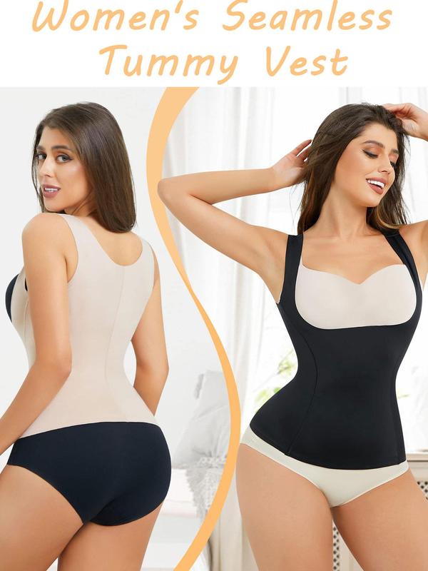 Women's Solid Shapewear Top, Summer Clothes Women, High Stretch Seamless Tummy Control Butt Lifting Body Shaper, Women's Shapewear Clothes For All Seasons