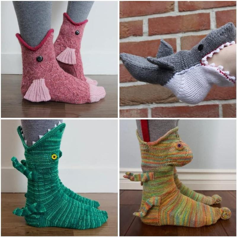 Knit Socks Unisex Novelty Shark Crocodile Shape Socks Floor Socks Winter Home Warm Socks