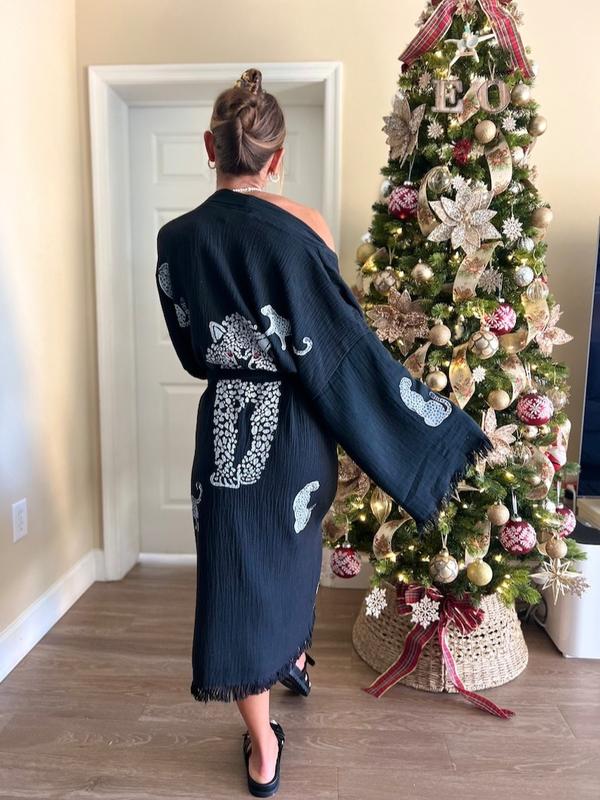 Boho Morning robe, Organic Cotton Robe, Bridal Robe, Bathrobe, Bohemian KImono, Bridesmaid Robe, Gift for Her