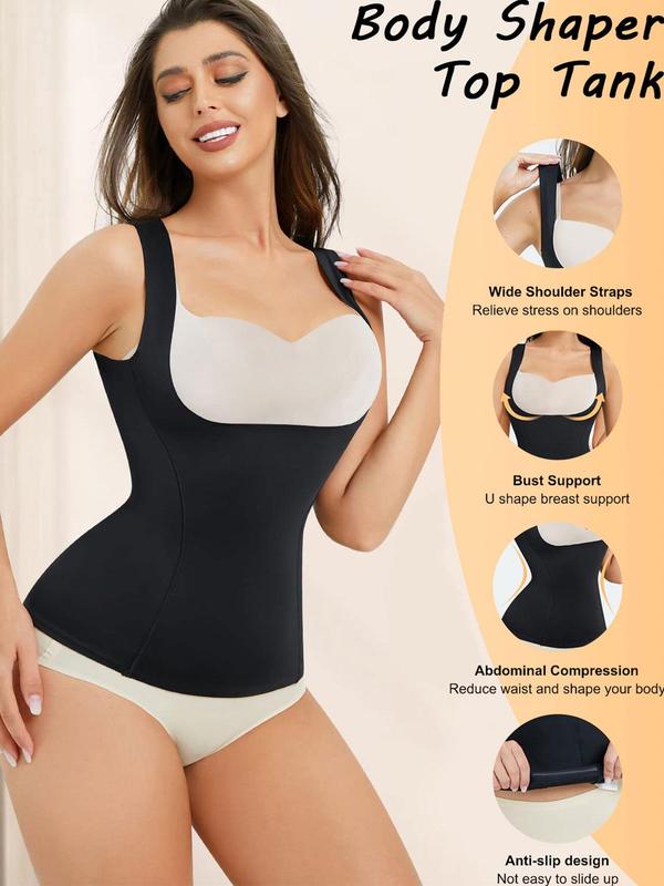 Women's Solid Shapewear Top, Summer Clothes Women, High Stretch Seamless Tummy Control Butt Lifting Body Shaper, Women's Shapewear Clothes For All Seasons