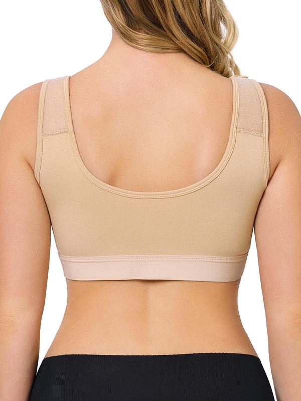 Women's Solid Ruched Zipper Front Wireless Bralette, Casual Comfortable Breathable Bra, Women's Lingerie for All Seasons