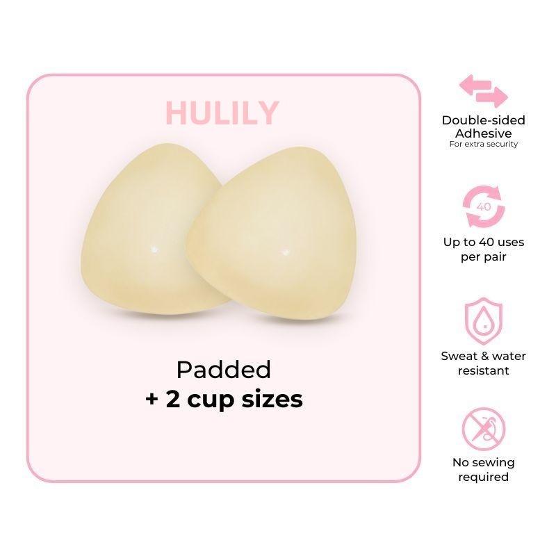 HULILY Sticky Push Up Inserts - Instant Boost Double-Sided Adhesive Bra Cup for Women - Womenswear, SNOWY,Clothing Push-Up Ultra Boost Inserts for Women,sticky push up pads,adhesive bra,double sided sticky lift pads,push up swim inserts,seamless,Bra Cup