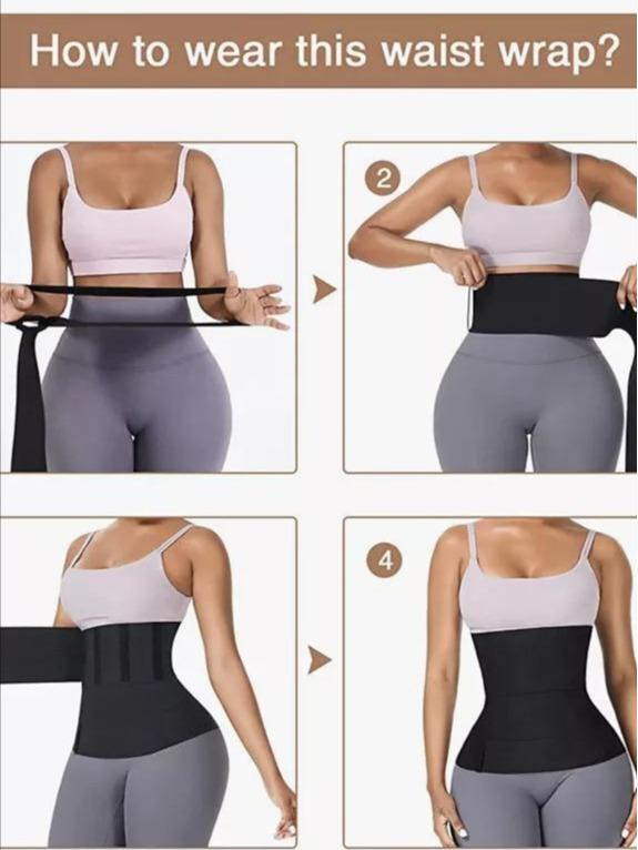 Waist Trainer for Women Lower Belly Fat , Waist Wraps for Stomach，Bandage(Black 16.4Ft)