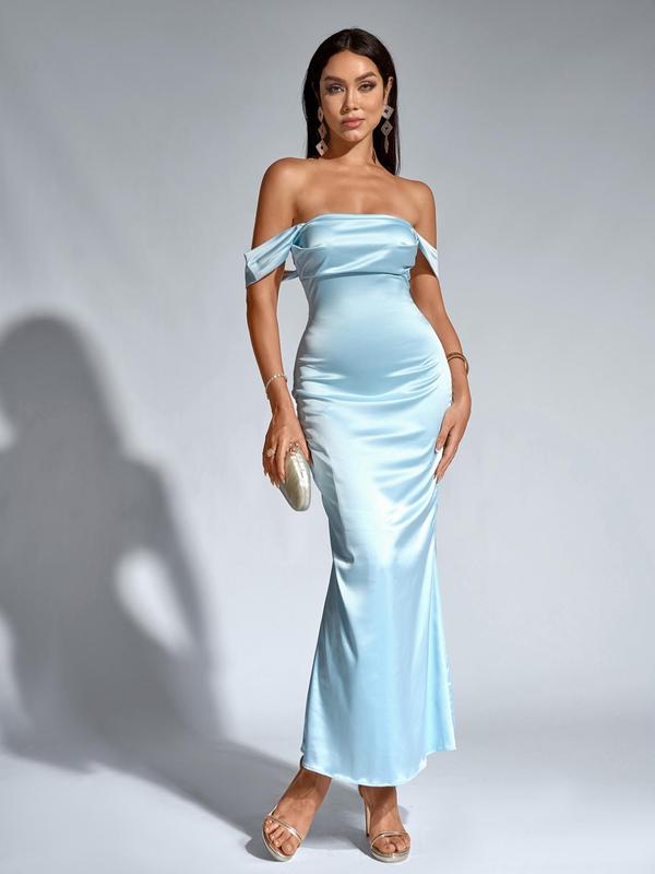 Women's Off The Shoulder Mermaid Party Dress, Elegant Zipper Backless Long Dress for Party Evening Formal Occasions, Ladies' Clothes for Summer