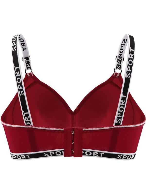 Women's Colorblock & Contrast Letter Tape Wireless Push Up Bra, Casual Soft Comfortable Rhinestones Decor Bra for Daily Wear, Women's Lingerie for All Seasons