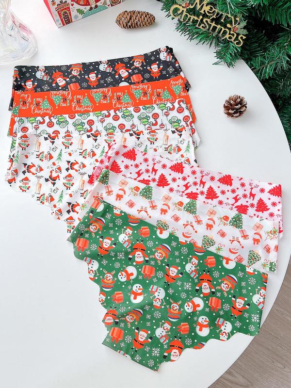 Women's Christmas Themed Cartoon Print Panty, Soft Comfy Breathable Seamless Knicker for Daily Wear, Women's Underwear for All Seasons