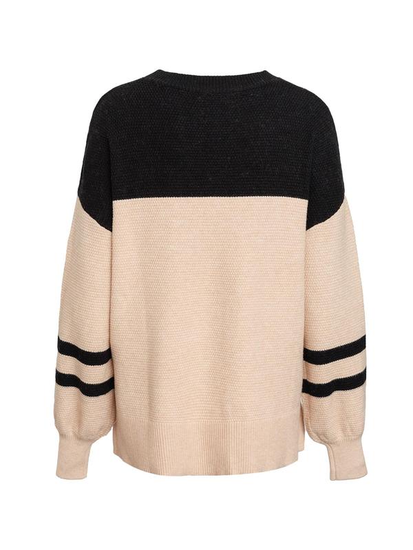 Women's Colorblock Striped Print Drop Shoulder Sweater, Casual Long Sleeve Round Neck Jumper for Fall & Winter, Fashion Ladies' Knitwear for Daily Wear