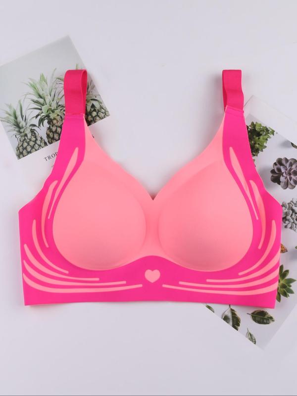 Women's Colorblock Patchwork Print Push Up Bra, Comfortable Breathable Adjustable Strap Bra, Softness Seamless Underwear for Women Bridal