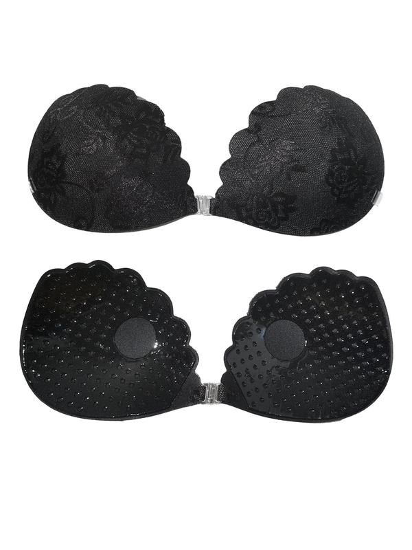 Women's Solid Scallop Trim Floral Lace Nipple Cover, Invisible Comfortable Self Adhesive Bra for Daily Wear, Lingerie Accessories for Daily Wear