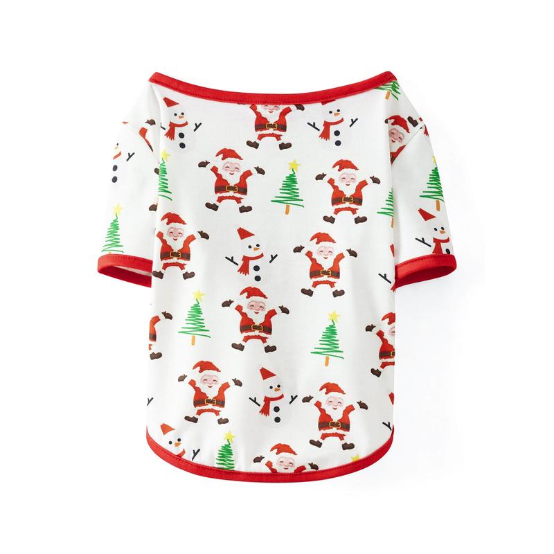 Christmas Family Pajamas Matching Set, Santa Claus Tree Print T-shirt with Pants Sleepwear Loungewear