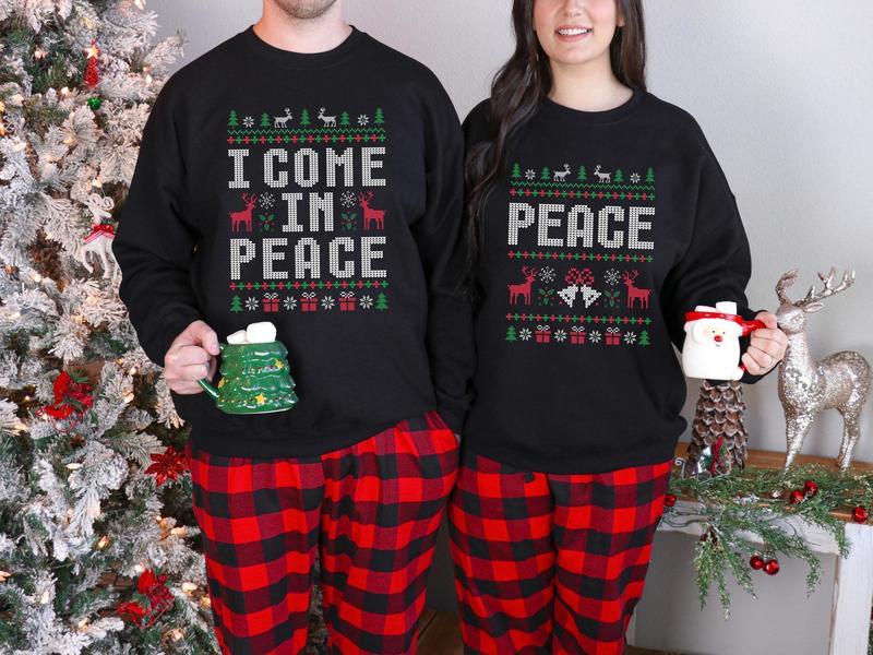 Christmas Couple Couples Ugly Sweater, Come In Peace Matching Christmas Sweatshirt, Christmas Couples sweatshirt, Matching Couple Christmas Sweatshirt, Winter Couples Holiday Shirt, Funny Christmas Gift