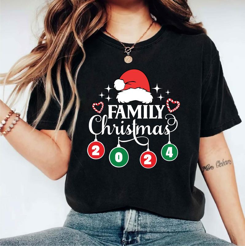 Family Christmas 2024 T-Shirt, Funny Family Christmas Shirt, Family Christmas Santa Tee, Matching Family Tee, Santa Hat Shirt, Family Vacay T-Shirt.