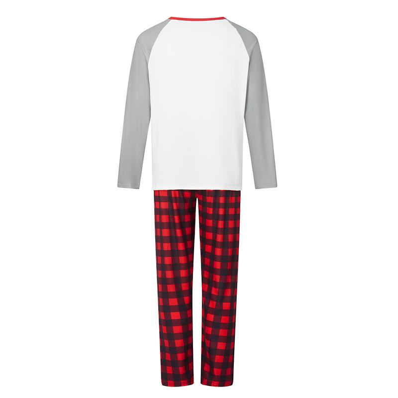 Matching Christmas Pajamas For Family Long Sleeve Arrow Letter Print Tops + Plaid Pants Set Sleepwear