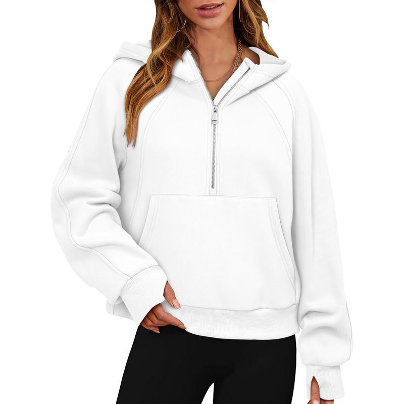 ONLYSHE Womens Sweatshirts Half Zip Cropped Pullover Fleece Quarter Zipper Hoodies Fall outfits Clothes Thumb Hole