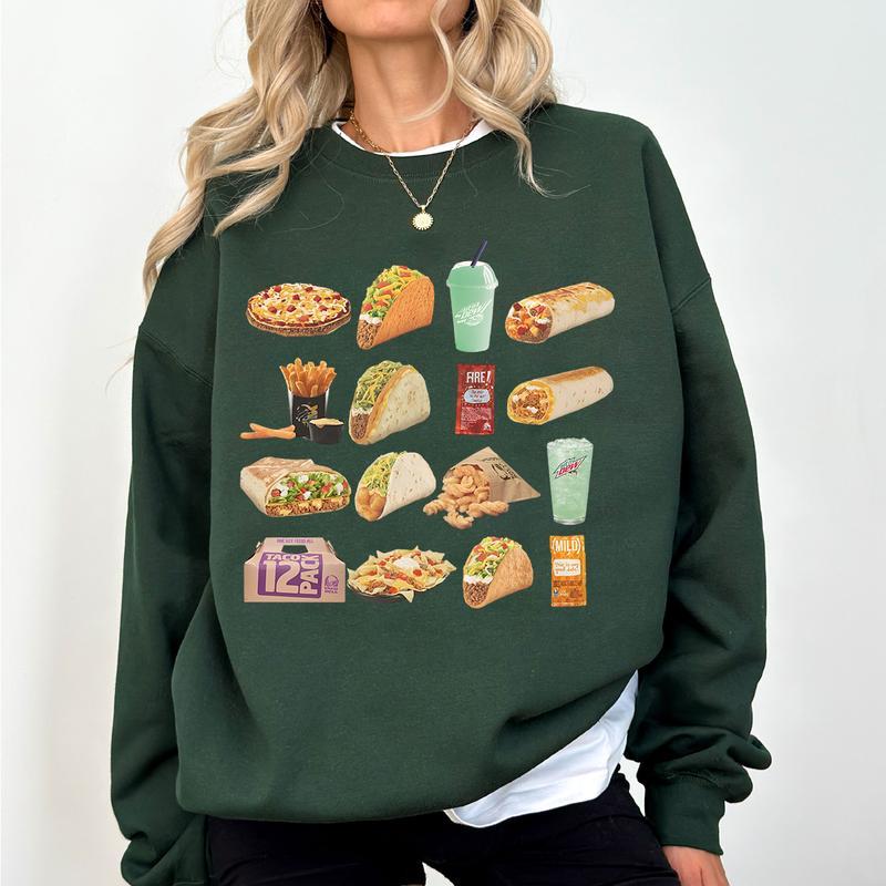 Taco Bell Unisex Sweatshirt, Taco Bell Lover Crewneck Gift, Fun Food Pullover Gift Fabric