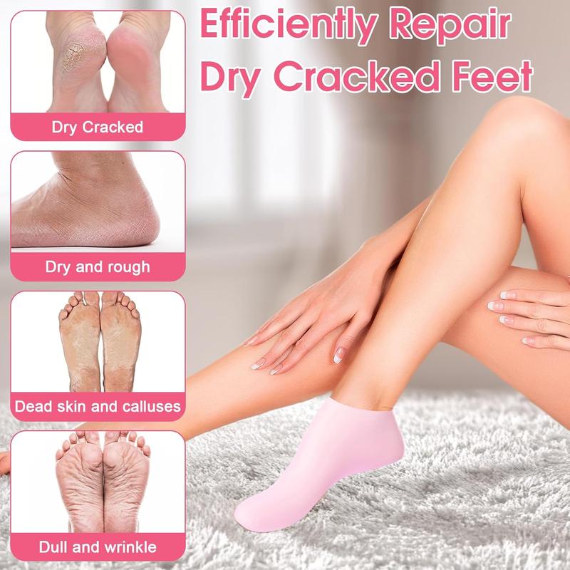 6 Pairs Silicone Socks for Dry Cracked Feet Women,Moisturizing Foot Mask Exfoliating Silicone Socks,Foot Spa Gel Socks for Cracked Heels,Softening Rough Skin and After Pedicure Care