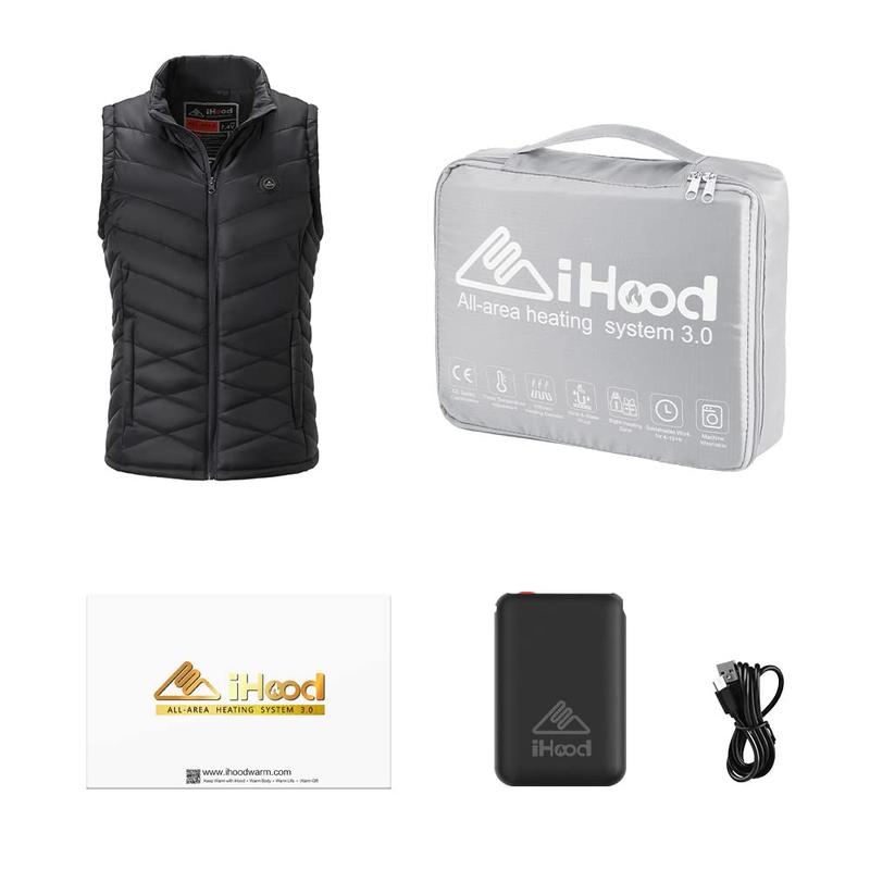 iHood Heated Vest Women with 7.4V battery Pack, Lightweight Electric Stand Collar Heated Vest for Women Zip Padded Gilet