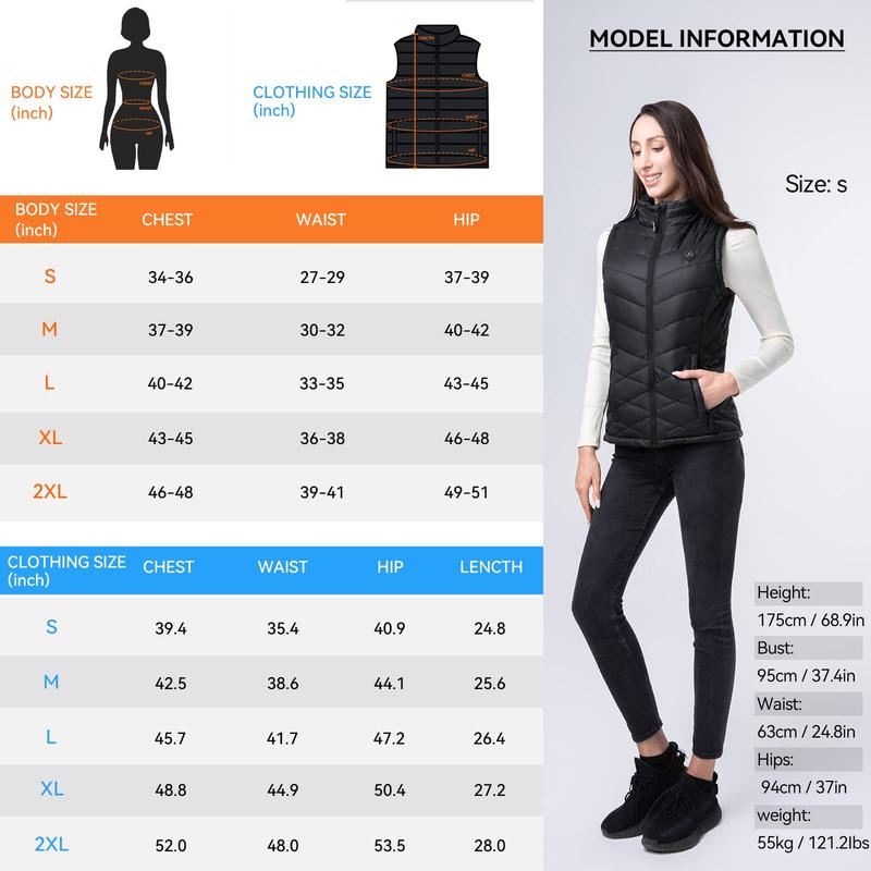 iHood Heated Vest Women with 7.4V battery Pack, Lightweight Electric Stand Collar Heated Vest for Women Zip Padded Gilet