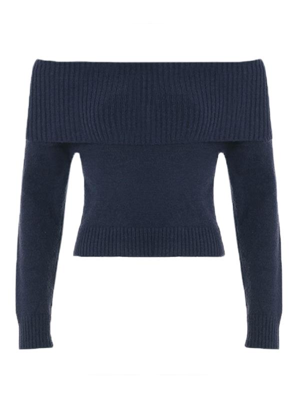 Women's Plain Off Shoulder Sweater, Casual Long Sleeve Jumper for Fall & Winter, Fashion Ladies' Knitwear for Daily Wear