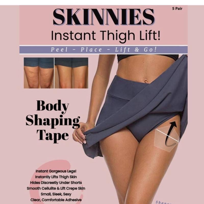 Skinnies Instant Thigh Lift (5 Pair)    Patented Body Shaping Tape- Instantly Lifts Thigh Skin & Smooths all signs of cellulite and saggy, crepe skin away for  appearance of tight, firm legs.  Shapewear Body Tape Body Shape Tape Thigh Lift Tape Womenswear