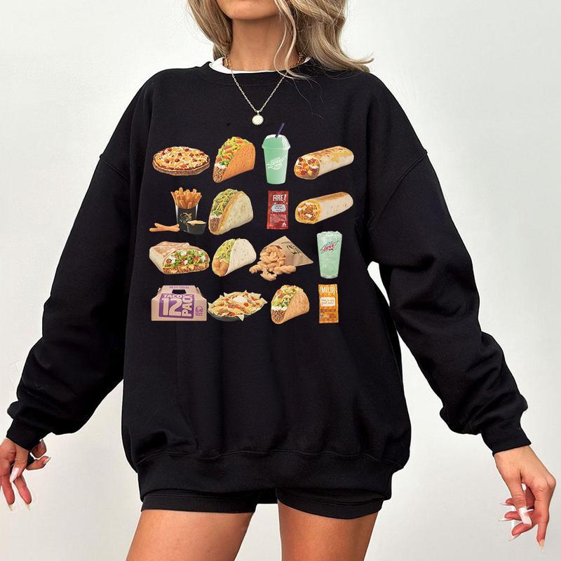 Taco Bell Unisex Sweatshirt, Taco Bell Lover Crewneck Gift, Fun Food Pullover Gift Fabric