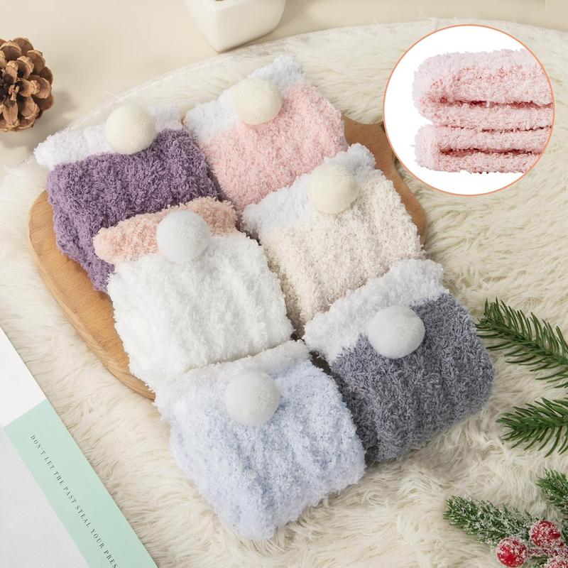 6 Pairs Womens Cozy Soft Fuzzy Fluffy Warm Winter Fleece Sleep Comfy Crew Slipper Socks