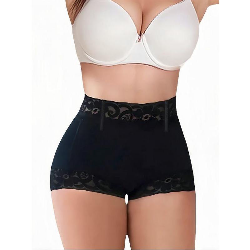 COODO Women's Plain Contrast Lace High Waist Compression Shapewear Shorts, Fall Wear, Fallfreshness Waist Trainer Women, Fall Wear 2024, Comfy Tummy Control Butt Lift Shapewear Panties, Body Shapewear, Ladies Shapewear Bottoms, Black Girl Wear